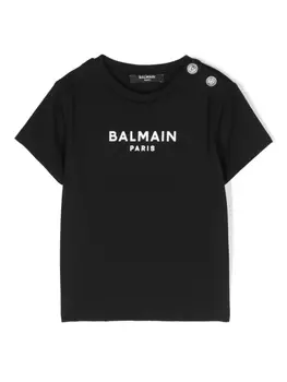 Balmain Kids футболка с логотипом, черный