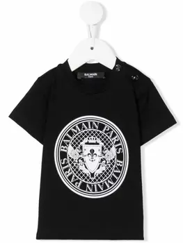 Balmain Kids футболка с логотипом, черный