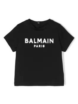 Balmain Kids футболка с логотипом, черный