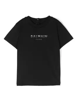 Balmain Kids футболка с логотипом, черный