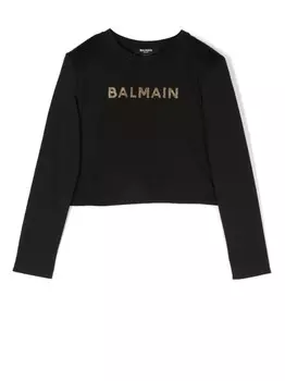Balmain Kids футболка с логотипом, черный