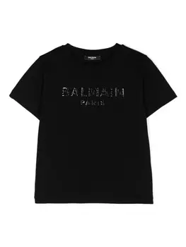 Balmain Kids футболка с логотипом, черный