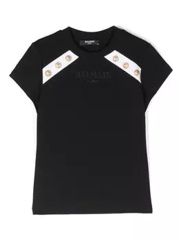 Balmain Kids футболка с логотипом, черный