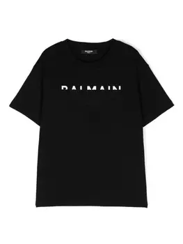 Balmain Kids футболка с логотипом, черный