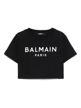 Balmain Kids футболка с логотипом, черный