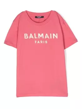 Balmain Kids футболка с логотипом, красный