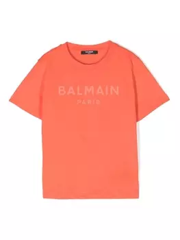 Balmain Kids футболка с логотипом, оранжевый
