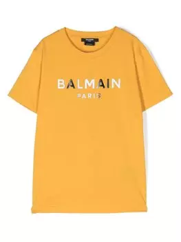 Balmain Kids футболка с логотипом, оранжевый