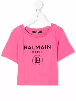 Balmain Kids футболка с логотипом, розовый