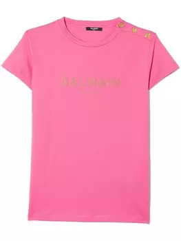 Balmain Kids футболка с логотипом, розовый