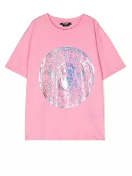 Balmain Kids футболка с логотипом, розовый