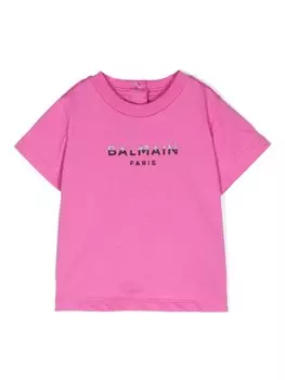 Balmain Kids футболка с логотипом, розовый
