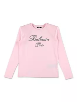 Balmain Kids футболка с логотипом, розовый