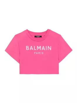Balmain Kids футболка с логотипом, розовый