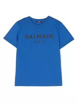 Balmain Kids футболка с логотипом, синий
