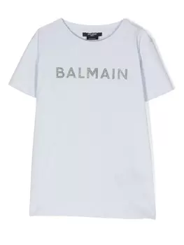 Balmain Kids футболка с логотипом, синий