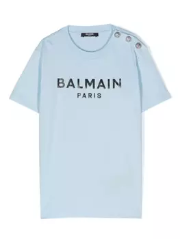 Balmain Kids футболка с логотипом, синий