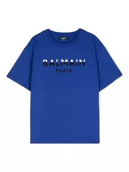 Balmain Kids футболка с логотипом, синий