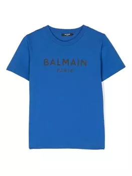 Balmain Kids футболка с логотипом, синий
