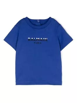 Balmain Kids футболка с логотипом, синий