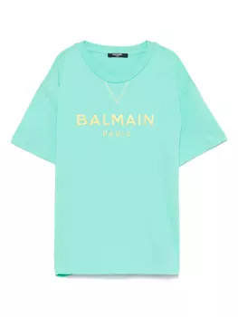 Balmain Kids футболка с логотипом, зеленый