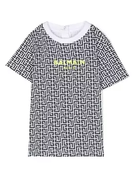 Balmain Kids футболка с монограммой, черный