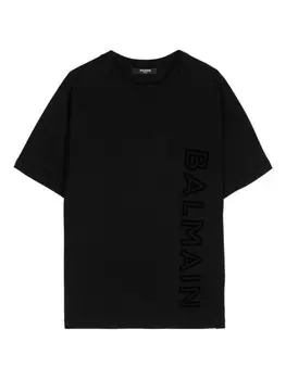 Balmain Kids футболка с нашивкой-логотипом, черный