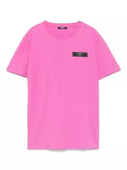 Balmain Kids футболка с нашивкой-логотипом, розовый