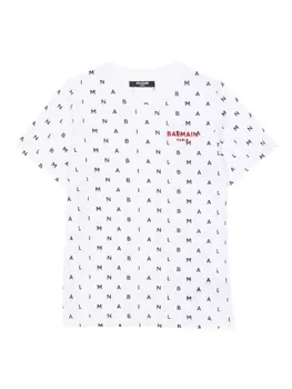 Balmain Kids футболка с принтом Letters, белый
