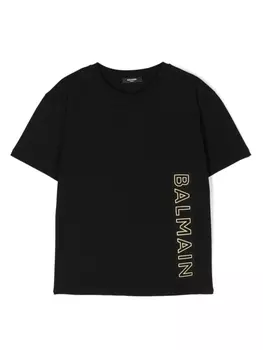 Balmain Kids футболка с тисненым логотипом, черный