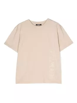 Balmain Kids футболка с тисненым логотипом, нейтральный цвет