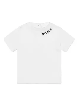 Balmain Kids футболка с вышитым логотипом, белый