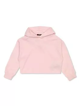 Balmain Kids хлопковая толстовка с капюшоном и вышитым логотипом, розовый