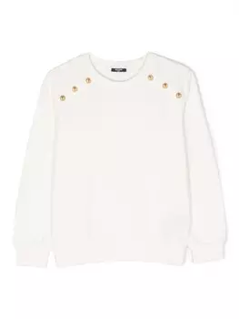 Balmain Kids хлопковая толстовка с логотипом, белый
