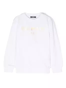Balmain Kids хлопковая толстовка с логотипом, белый