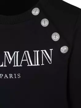 Balmain Kids хлопковая толстовка с логотипом, черный