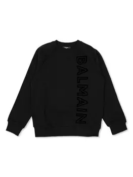 Balmain Kids хлопковая толстовка с логотипом, черный