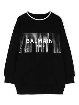 Balmain Kids хлопковая толстовка с логотипом, черный