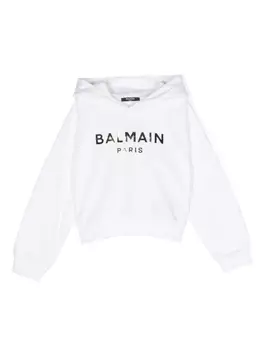 Balmain Kids худи с логотипом, белый