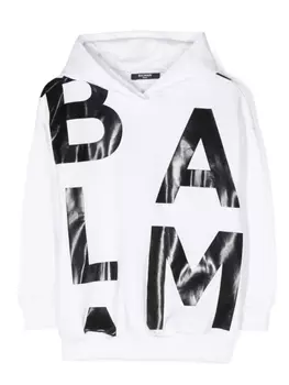 Balmain Kids худи с логотипом, белый