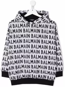 Balmain Kids худи с логотипом, белый