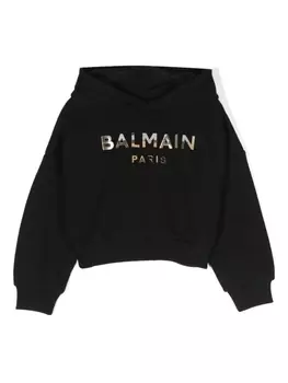 Balmain Kids худи с логотипом, черный