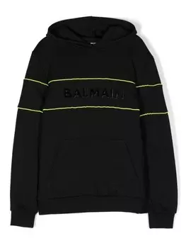 Balmain Kids худи с нашивкой-логотипом, черный