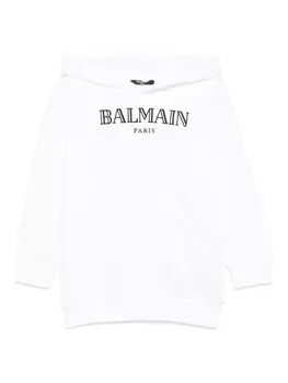Balmain Kids худи с вышитым логотипом, белый