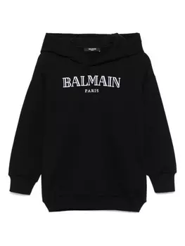 Balmain Kids худи с вышитым логотипом, черный