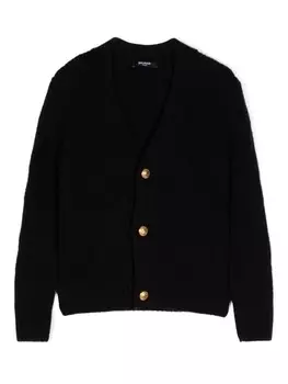 Balmain Kids кардиган с аппликацией логотипа, черный