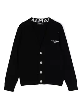 Balmain Kids кардиган с логотипом, черный