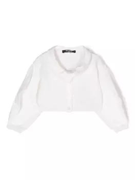 Balmain Kids кардиган с логотипом и блестками, нейтральный цвет