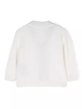 Balmain Kids кардиган с логотипом, нейтральный цвет