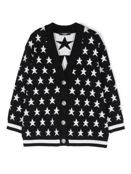 Balmain Kids кардиган с вышитым логотипом, черный